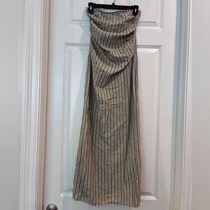 PrettyLittleThing Black and White and Tan Striped Maxi Dress